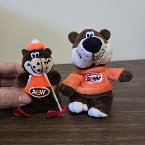 A&W Vintage Brown and Orange Plush Bears